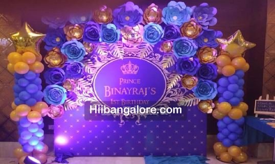 Royal golden flower prince theme balllon decorations bangalore