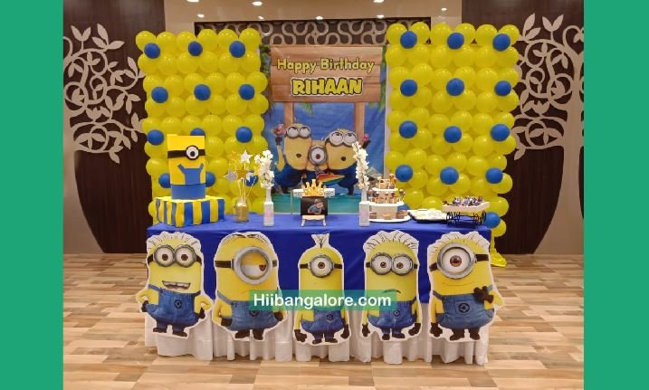 Minions theme crafted birthday party decorators Bangalore