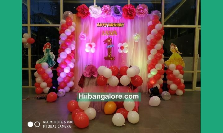 Princess theme paper flowers birthday party decorators Bangalore