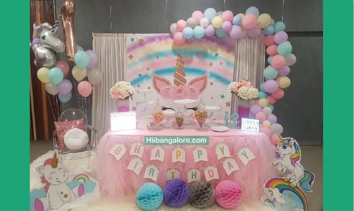 Unicorn crafts work birthday party decorators Bangalore